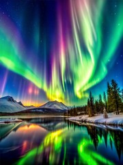 vibrant aurora borealis display in the night sky
