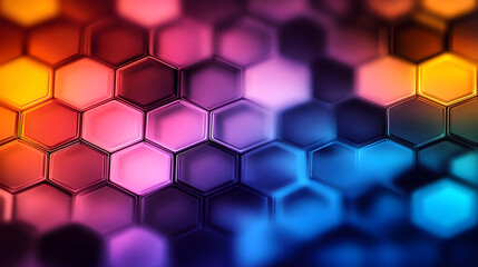 Poster - A hexagonal hexagon background with a blurred image of hexagonal shapes