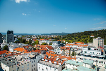 Ljubljana, the capital of Slovenia. Panorama view on the stunning sightseeing place