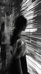 Wall Mural - Silhouette of a Woman in Abstract Light