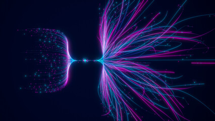 Wall Mural - big data artificial intelligence machine learning neural network flow complex information science in