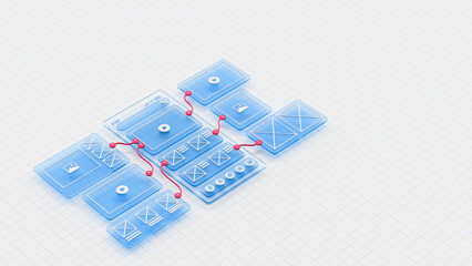 Wall Mural - ux ui flowchart connection node graphic designer creative planning application process development d