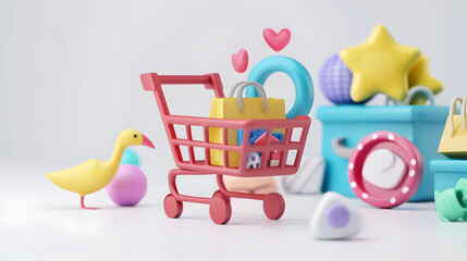 Wall Mural - Search icons E-commerce 3D