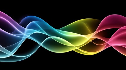 Canvas Print - Abstract colorful wave design with smooth gradients on a black background.