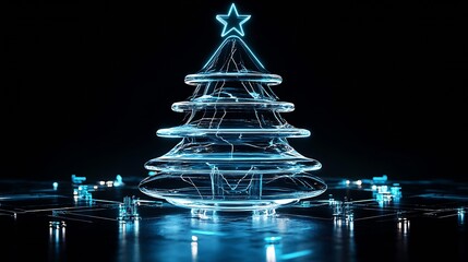 Poster - glass christmas tree in high tech style : Generative AI