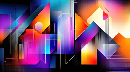 Sticker - A vibrant abstract composition featuring geometric shapes and bold colors.