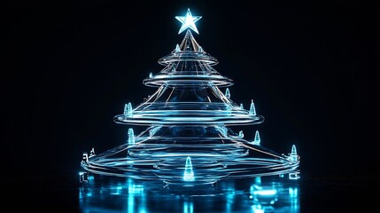 Poster - glass christmas tree in high tech style : Generative AI