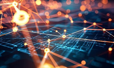 abstract technology background. global connection and data security concept. 3d rendering