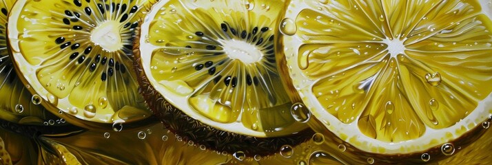 Wall Mural - close up of a slice of a lemon