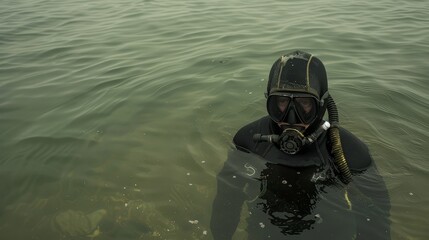 a scuba diver on the water surface