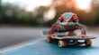 © Dulemegapixel - A quirky and colorful chameleon skillfully rides a skateboard, merging wildlife with urban sports, expressing vibrant energy and playful uniqueness in this creative capture.