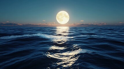 Full Moon Over the Ocean