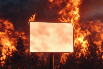 Wall Mural - A sign is in the middle of a forest fire