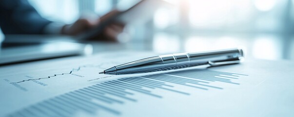 Close-up of economic policy charts and reports on a virtual desk, policymakers engaging in discussion, concept of economic strategy formulation