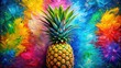 © Arnada - Vibrant Pineapple Painting on Canvas with Bright Colors and Artistic Flair for Modern Decor Inspiration