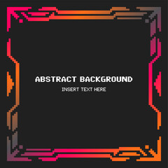 Wall Mural - Pixel Art Futuristic Shining Orange Metal Gradient Interface Fram Template, Black Background