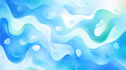 Sticker - Abstract blue waves with smooth gradients and droplets, conveying a sense of fluidity.