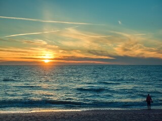 Seascape. Beautiful sunset over the sea.