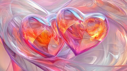 Canvas Print - Two intertwined hearts in a colorful, abstract design, symbolizing love and connection.