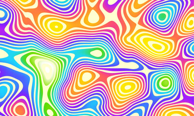 Fototapete - Grioovy psychedelic wave background for banner design. Retro 60s 70s psychedelic pattern. Modern wave retro abstract design. Rainbow 60s, 70s