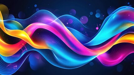 Sticker - Colorful abstract waves representing sound and music with vibrant gradients.