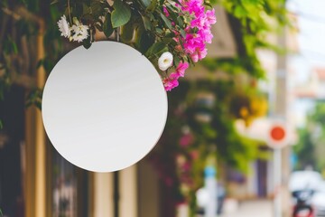 Sticker - Circle cute flower shop outdoors shape plant.