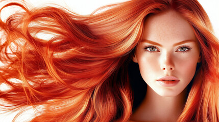 Captivating redhead with flowing hair and intense gaze