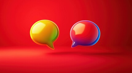 Colorful speech bubbles on red background