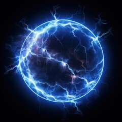 Canvas Print - lightning thunderstorm circle night.