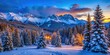 © Arnada - Majestic Winter Landscape of Snow-Covered Mountains and Pine Trees in Snowy Colorado Scenery