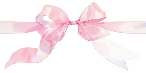elegant pink watercolor ribbon bow