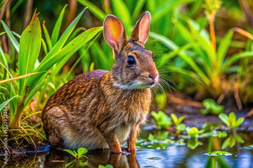 Marsh Rabbit in its Natural Habitat, Exploring the Wetlands of Florida ...