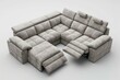 © Your Choice - Cozy modern sectional sofa in light gray upholstery, featuring recliners and plush seating, suitable for a contemporary living room setup