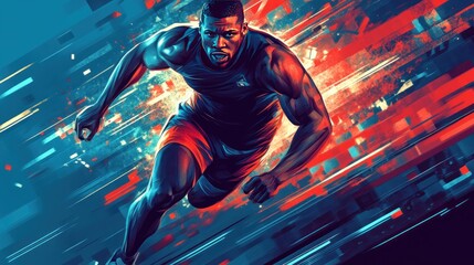 Poster - A dynamic illustration of an athlete sprinting, showcasing speed and energy.