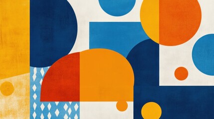 Wall Mural - Abstract composition featuring geometric shapes in vibrant colors.