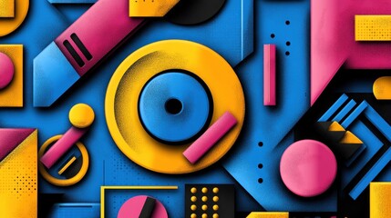 Poster - A vibrant abstract composition featuring geometric shapes in bold colors.