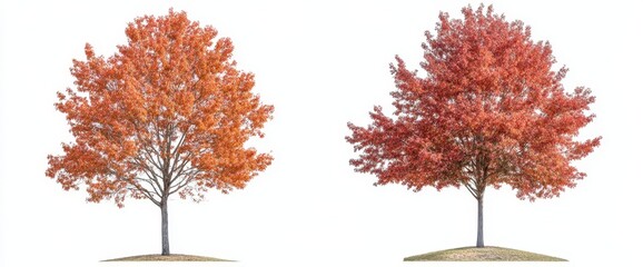 A transparent autumn season tree with clippings path on top