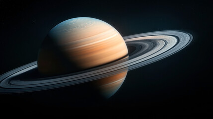 Wall Mural - illustration of saturn with its prominent rings against a dark space background