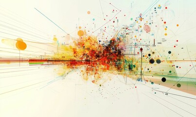 Abstract colorful geometric network.