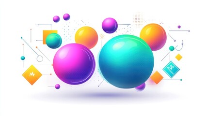 Sticker - Colorful abstract spheres and shapes, illustrating creativity and modern design concepts.