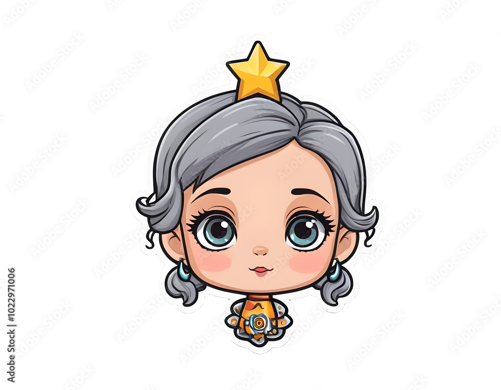Chibi Star Rounded Cute chibi girl with star headband on transparent background Stock ...