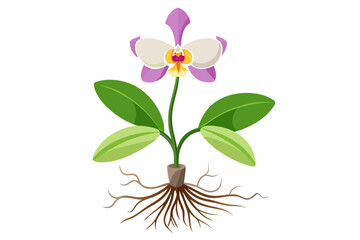 Sticker - Purple flowers on the plant illustration