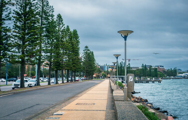 The photo was taken in Newcastle and shows a street view of the city center