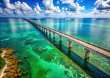 Scenic Seven Mile Bridge Connecting Islands with Clear Blue Waters and Vibrant Sky in Florida Keys