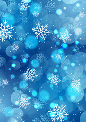 Wall Mural - Christmas snowflakes background with bokeh lights 