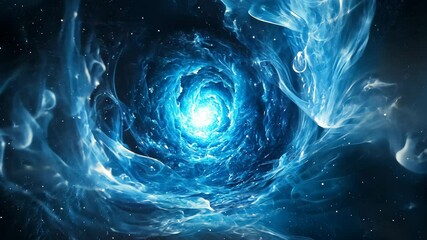 Wall Mural - A swirling blue nebula with a bright light at its center, creating an abstract and captivating image