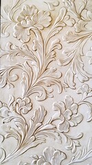 Sticker - Intricate Floral Carving on White Background.