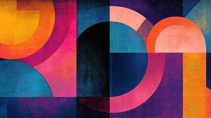 Poster - Abstract geometric design with vibrant colors and shapes.