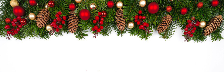 Wall Mural - Christmas fir banner in a row