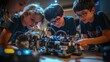 © Pornnapa - A group of kids at a robotics competition, working together to fix their robot